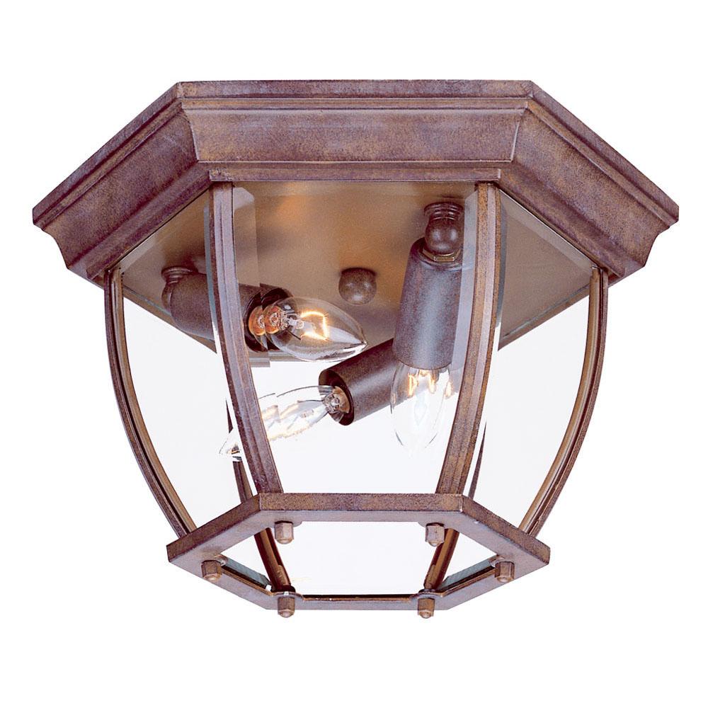 Flushmount Collection Ceiling-Mount 3-Light Outdoor Burled Walnut Light Fixture