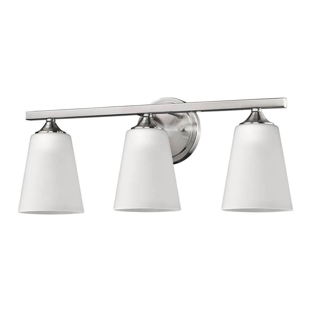 Zoey Indoor 3-Light Bath W/Glass Shades In Satin Nickel