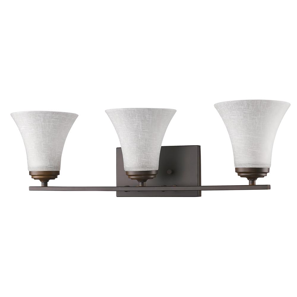 Union Indoor 3-Light Bath W/Glass Shades In Oil Rubbed Bronze