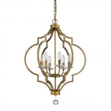 Acclaim Lighting IN11018RB - Peyton Indoor 6-Light Chandelier W/Crystal Bobeches In Raw Brass