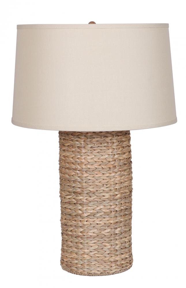 One Light Beige Linen Shade Natural Table Lamp