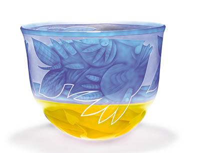 AE/ SCHALE, bowl w/fish, blue/