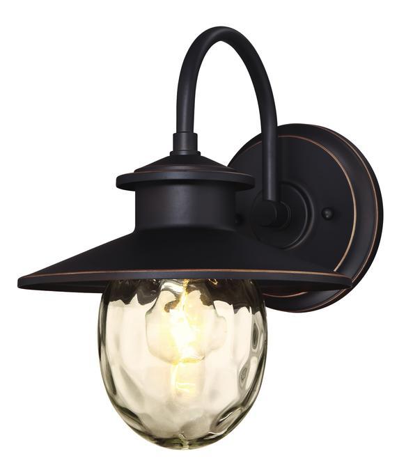 Wall Fixture Oil Rubbed Bronze Finish with Highlights Clear Water Glass