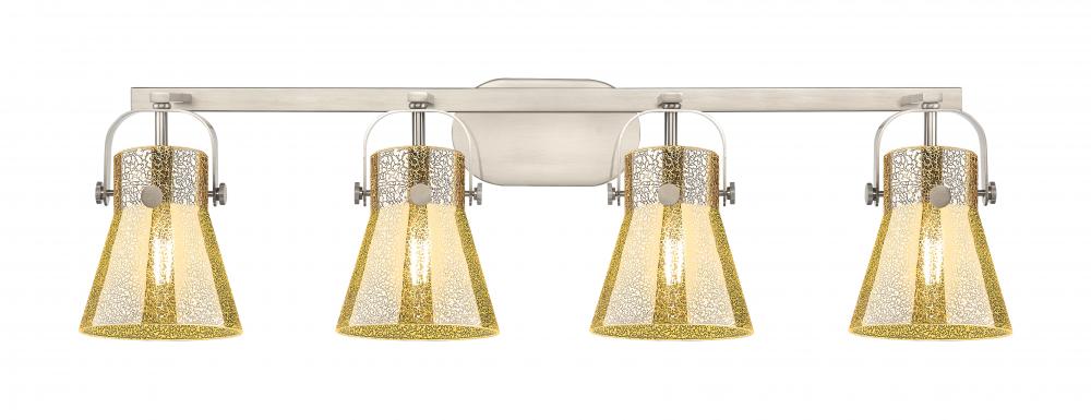 Pilaster II Cone - 4 Light - 37 inch - Satin Nickel - Bath Vanity Light