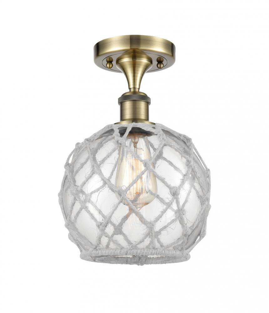 Farmhouse Rope - 1 Light - 8 inch - Antique Brass - Semi-Flush Mount