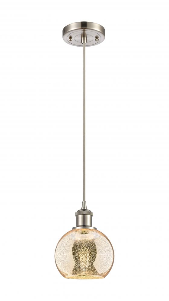 Athens - 1 Light - 6 inch - Brushed Satin Nickel - Cord hung - Mini Pendant