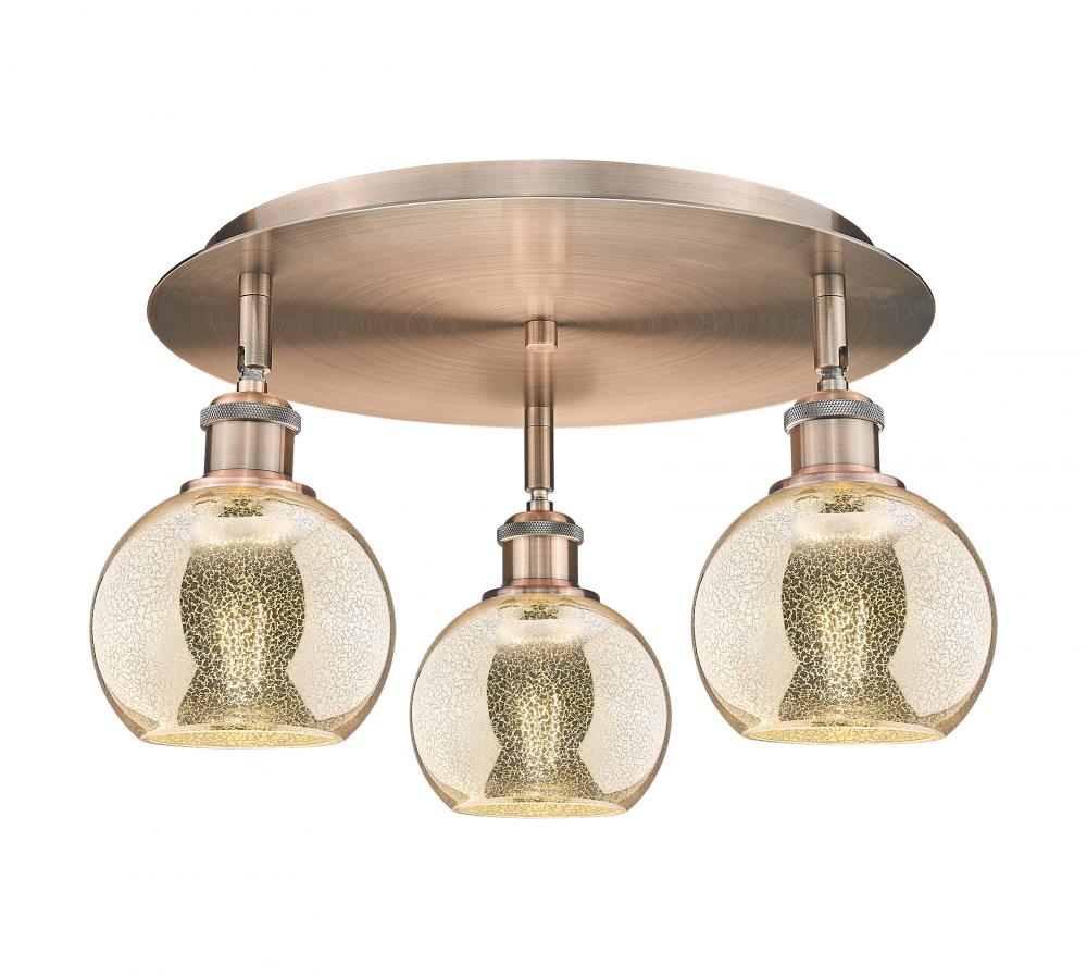 Athens - 3 Light - 18 inch - Antique Copper - Flush Mount