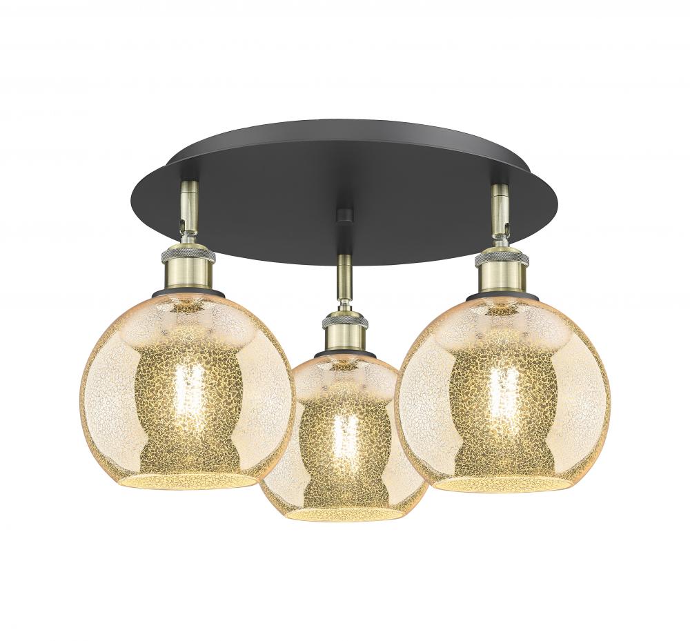 Athens - 3 Light - 20 inch - Black Antique Brass - Flush Mount
