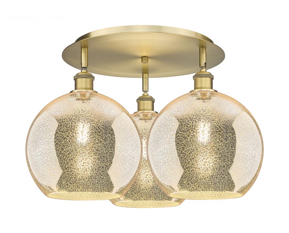 Athens - 3 Light - 22 inch - Brushed Brass - Flush Mount