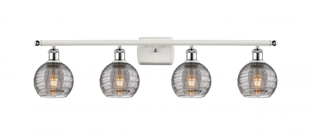 Athens Deco Swirl - 4 Light - 36 inch - White Polished Chrome - Bath Vanity Light