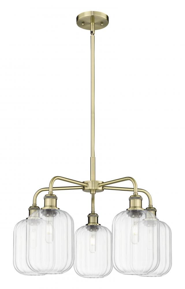Preston Cylinder - 5 Light - 25 inch - Brushed Brass - Stem hung - Chandelier
