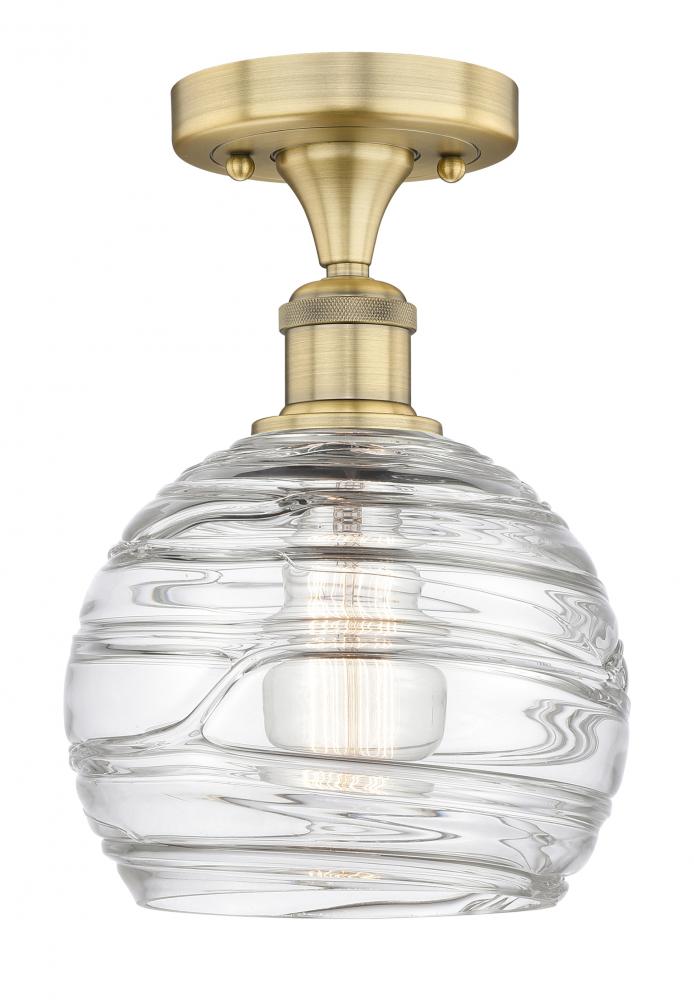 Athens Deco Swirl - 1 Light - 8 inch - Brushed Brass - Semi-Flush Mount