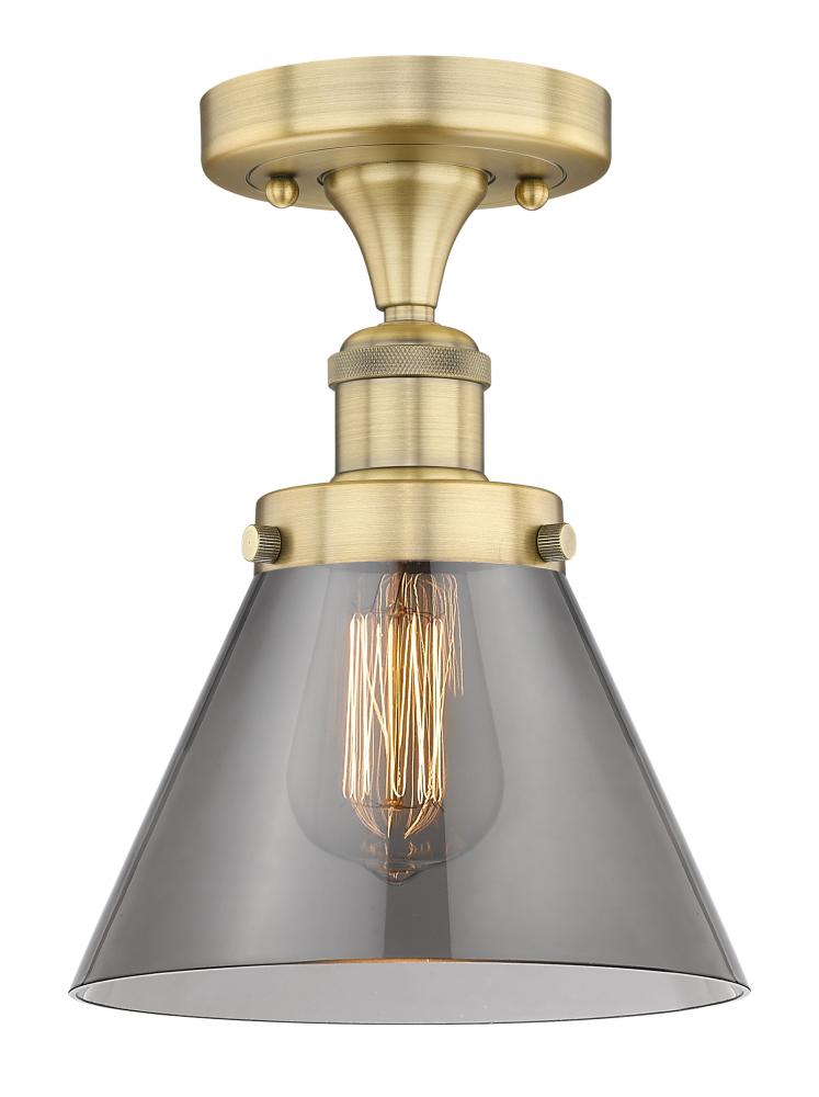 Cone - 1 Light - 8 inch - Brushed Brass - Semi-Flush Mount