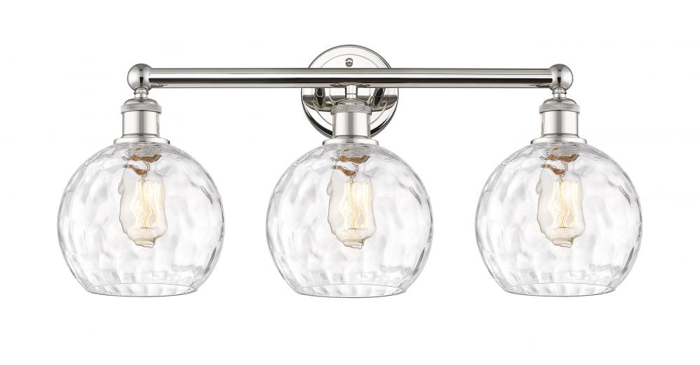 Athens Water Glass - 3 Light - 26 inch - Polished Nickel - Bath Vanity Light