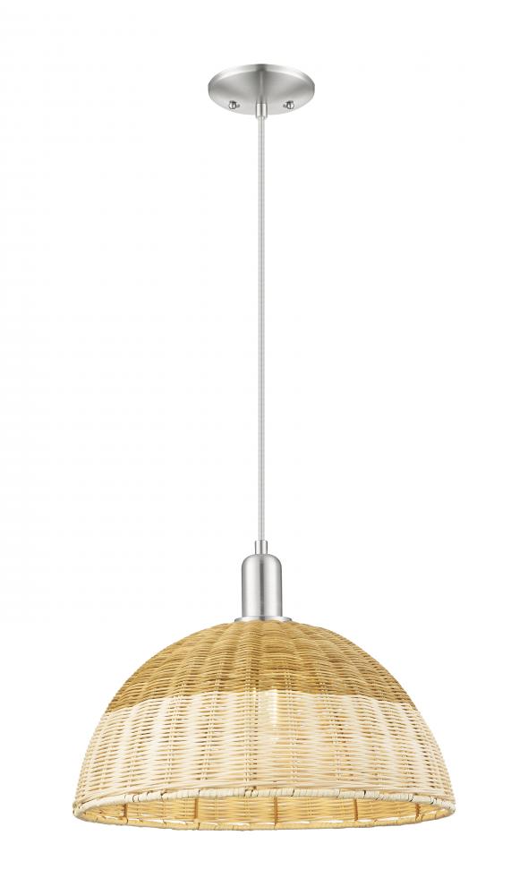 Natural Ballston Dome - 1 Light - 6 inch - Brushed Satin Nickel - Cord hung - Mini Pendant