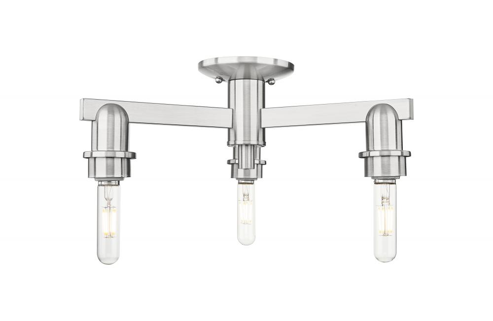 Arcadia - 3 Light - 18 inch - Brushed Satin Nickel - Flush Mount