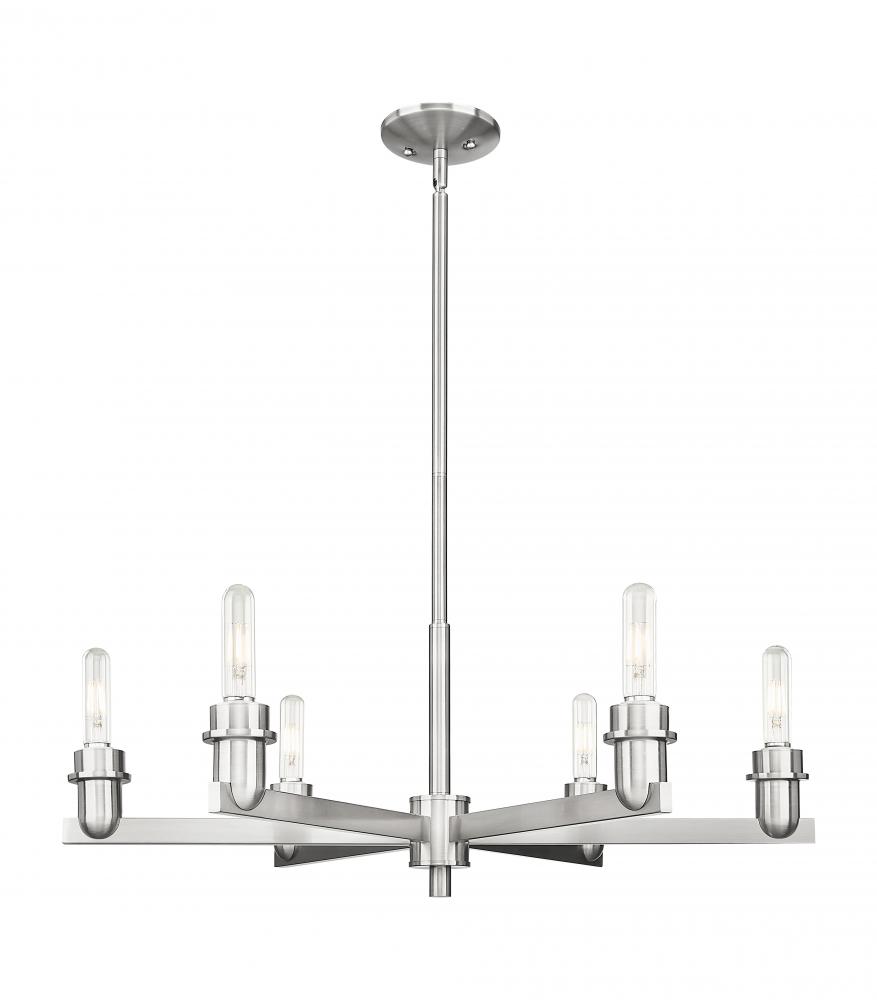 Arcadia - 6 Light - 30 inch - Brushed Satin Nickel - Chandelier