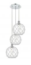 Innovations Lighting 113B-3P-PC-G122-10RW - Farmhouse Rope - 3 Light - 17 inch - Polished Chrome - Cord Hung - Multi Pendant