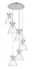 Innovations Lighting 116-410-1PS-PN-G411-8CL - Newton Cone - 6 Light - 19 inch - Polished Nickel - Multi Pendant