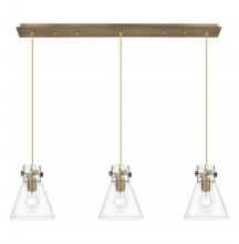 Innovations Lighting 123-410-1PS-BB-G411-8CL - Newton Cone - 3 Light - 40 inch - Brushed Brass - Linear Pendant