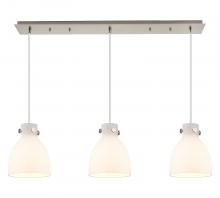 Innovations Lighting 123-410-1PS-SN-G412-8WH - Newton Bell - 3 Light - 40 inch - Brushed Satin Nickel - Linear Pendant