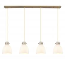 Innovations Lighting 124-410-1PS-BB-G412-8WH - Newton Bell - 4 Light - 52 inch - Brushed Brass - Linear Pendant