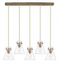 Innovations Lighting 125-410-1PS-BB-G411-8CL - Newton Cone - 5 Light - 40 inch - Brushed Brass - Linear Pendant