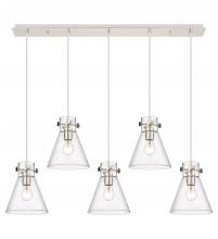 Innovations Lighting 125-410-1PS-PN-G411-8CL - Newton Cone - 5 Light - 40 inch - Polished Nickel - Linear Pendant
