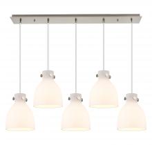 Innovations Lighting 125-410-1PS-SN-G412-8WH - Newton Bell - 5 Light - 40 inch - Brushed Satin Nickel - Linear Pendant
