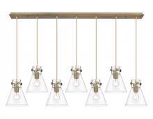 Innovations Lighting 127-410-1PS-BB-G411-8CL - Newton Cone - 7 Light - 52 inch - Brushed Brass - Linear Pendant