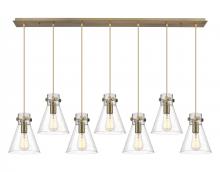 Innovations Lighting 127-410-1PS-BB-G411-8SDY - Newton Cone - 7 Light - 52 inch - Brushed Brass - Linear Pendant