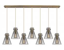 Innovations Lighting 127-410-1PS-BB-G411-8SM - Newton Cone - 7 Light - 52 inch - Brushed Brass - Linear Pendant