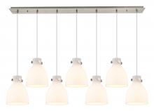 Innovations Lighting 127-410-1PS-SN-G412-8WH - Newton Bell - 7 Light - 52 inch - Brushed Satin Nickel - Linear Pendant