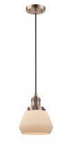 Innovations Lighting 201C-AC-G171 - Fulton - 1 Light - 7 inch - Antique Copper - Cord hung - Mini Pendant