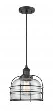 Innovations Lighting 201C-BK-G72-CE - Bell Cage - 1 Light - 9 inch - Matte Black - Cord hung - Mini Pendant