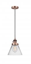 Innovations Lighting 201CSW-AC-G42 - Cone - 1 Light - 8 inch - Antique Copper - Cord hung - Mini Pendant