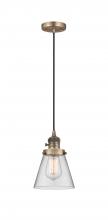 Innovations Lighting 201CSW-BB-G62 - Cone - 1 Light - 6 inch - Brushed Brass - Cord hung - Mini Pendant