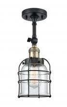 Innovations Lighting 201F-BAB-G52-CE - Bell Cage - 1 Light - 6 inch - Black Antique Brass - Semi-Flush Mount