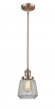 Innovations Lighting 201S-AC-G142 - Chatham - 1 Light - 7 inch - Antique Copper - Stem Hung - Mini Pendant