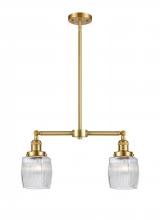 Innovations Lighting 209-SG-G302-LED - Colton - 2 Light - 22 inch - Satin Gold - Stem Hung - Adjustable Island Light