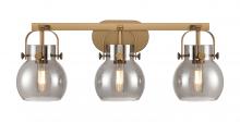 Innovations Lighting 423-3W-BB-G410-6SM - Pilaster II Sphere - 3 Light - 27 inch - Brushed Brass - Bath Vanity Light
