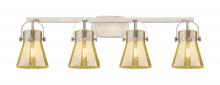 Innovations Lighting 423-4W-SN-G411-6ME - Pilaster II Cone - 4 Light - 37 inch - Satin Nickel - Bath Vanity Light