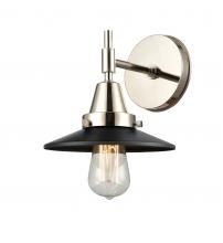 Innovations Lighting 447-1W-PN-M6-BK-LED - Railroad - 1 Light - 8 inch - Polished Nickel - Sconce