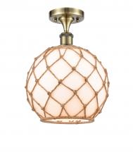 Innovations Lighting 516-1C-AB-G121-10RB-LED - Farmhouse Rope - 1 Light - 10 inch - Antique Brass - Semi-Flush Mount