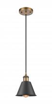 Innovations Lighting 516-1P-BB-M8-BK - Smithfield - 1 Light - 7 inch - Brushed Brass - Cord hung - Mini Pendant