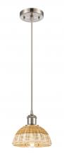 Innovations Lighting 516-1P-SN-NBD2-75-NAT - Bristol Natural II - 1 Light - 8 inch - Brushed Satin Nickel - Cord hung - Mini Pendant