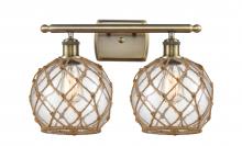 Innovations Lighting 516-2W-AB-G122-8RB-LED - Farmhouse Rope - 2 Light - 18 inch - Antique Brass - Bath Vanity Light
