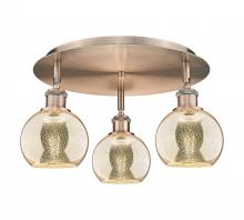 Innovations Lighting 516-3C-AC-G128-6 - Athens - 3 Light - 18 inch - Antique Copper - Flush Mount