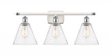 Innovations Lighting 516-3W-WPC-GBC-84-LED - Berkshire - 3 Light - 28 inch - White Polished Chrome - Bath Vanity Light