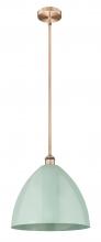 Innovations Lighting 616-1S-AC-MBD-16-SF - Plymouth - 1 Light - 16 inch - Antique Copper - Cord hung - Mini Pendant